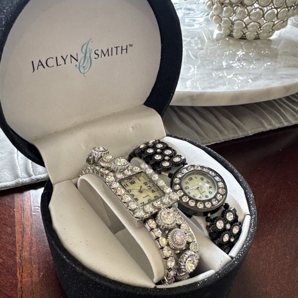 Jaclyn Smith watch set in Silver and Black. LOT OF 2 . Never been worn.